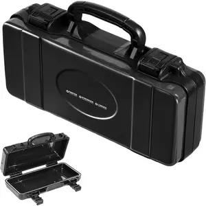 11"Black Tools Box, Portable Steel Heavy-duty Tool Case with Safety Latch and Handle for Tools Storage and Organizers, Home DIY