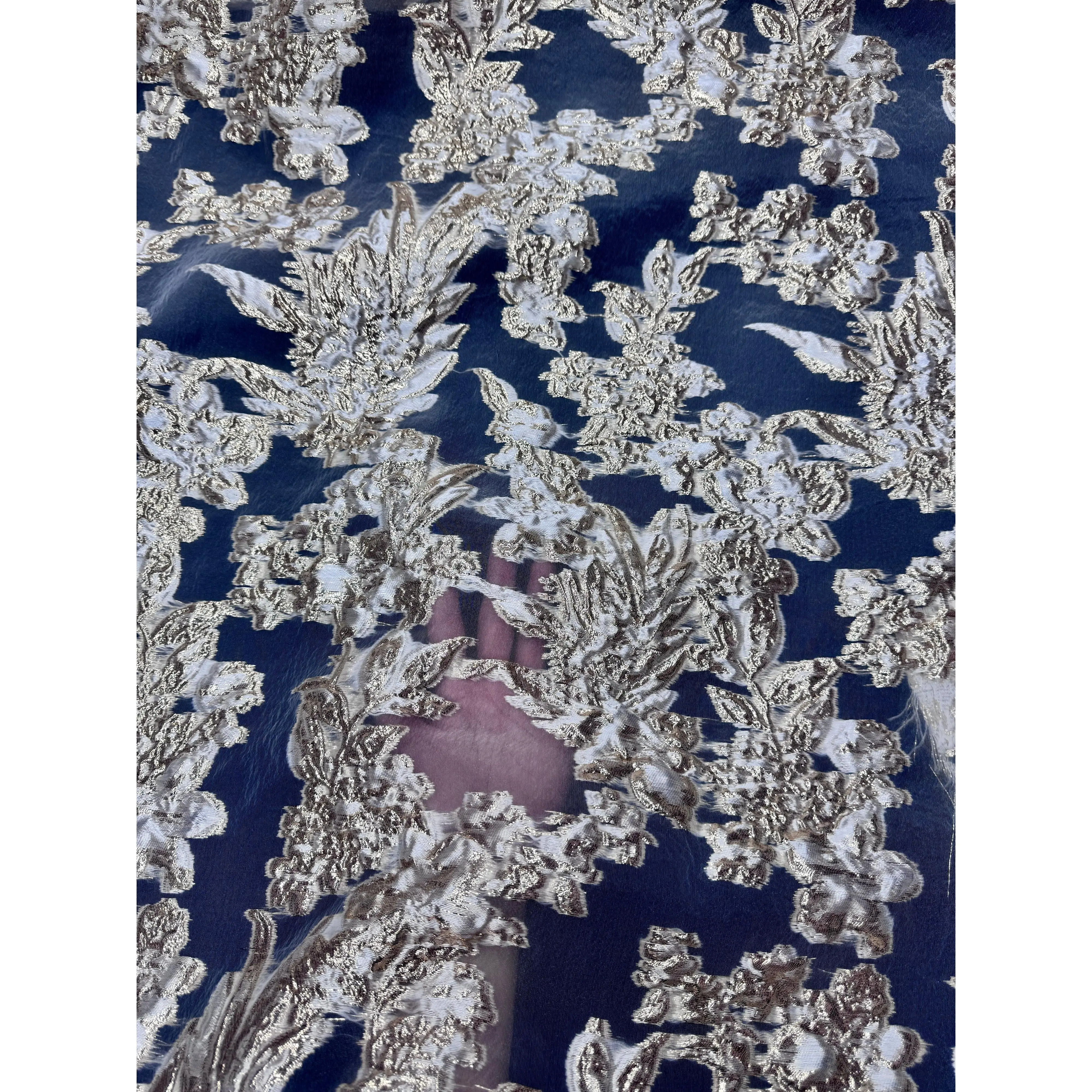 Gold Champagne Organza Burnout Brocade