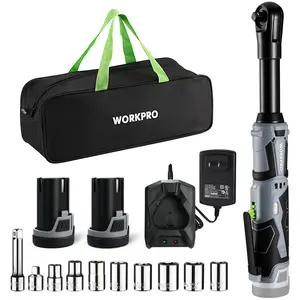 #SpringGlowUp WORKPRO 12V 40 Ft-lbs Power Ratchet Wrench Kit with 10-Piece Socket Accessory Set, 1-Hour Fast Charger, 2.0Ah Lithium-Ion Batteries