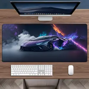 Futuristic Purple Running Car Pattern Mouse Pad, Rectangular Keyboard Pad, Non-slip Mouse Pad, Gaming Mouse Pads, Gaming Office Desktop Protector, Gift for Friend