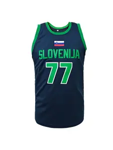 Men's SLOVENIJA #77 Stitched Basketball Jersey, Loose-Fit Sporty Breathable Mesh Fabric, Unisex Outdoor Training Top for All Seasons, Sports Shirt Men's 90S Hip Hop Clothing Party S-XXXL