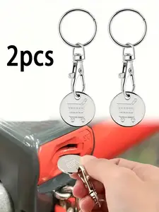 Durable Metal Shopping Cart Coin Keychain Set, Universal Carabiner for Supermarket Trolley Unlock Tokens, Ideal Gift for Men & Women