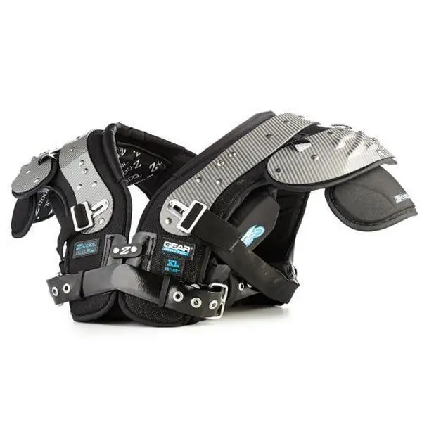 Adult ZC55 3XL Shoulder Pads for OL/DL Athletes, Ultra-Light Z-Cool Foam Cushioned Padding, Deep Open Neck Design, Non-Cut Buckles, Integrated Sas-Tec Shock-Proof Padding, Moisture-Wicking, Perspiration-Resistant, Adjustable Arm Protection Gear, 3.2 Lbs