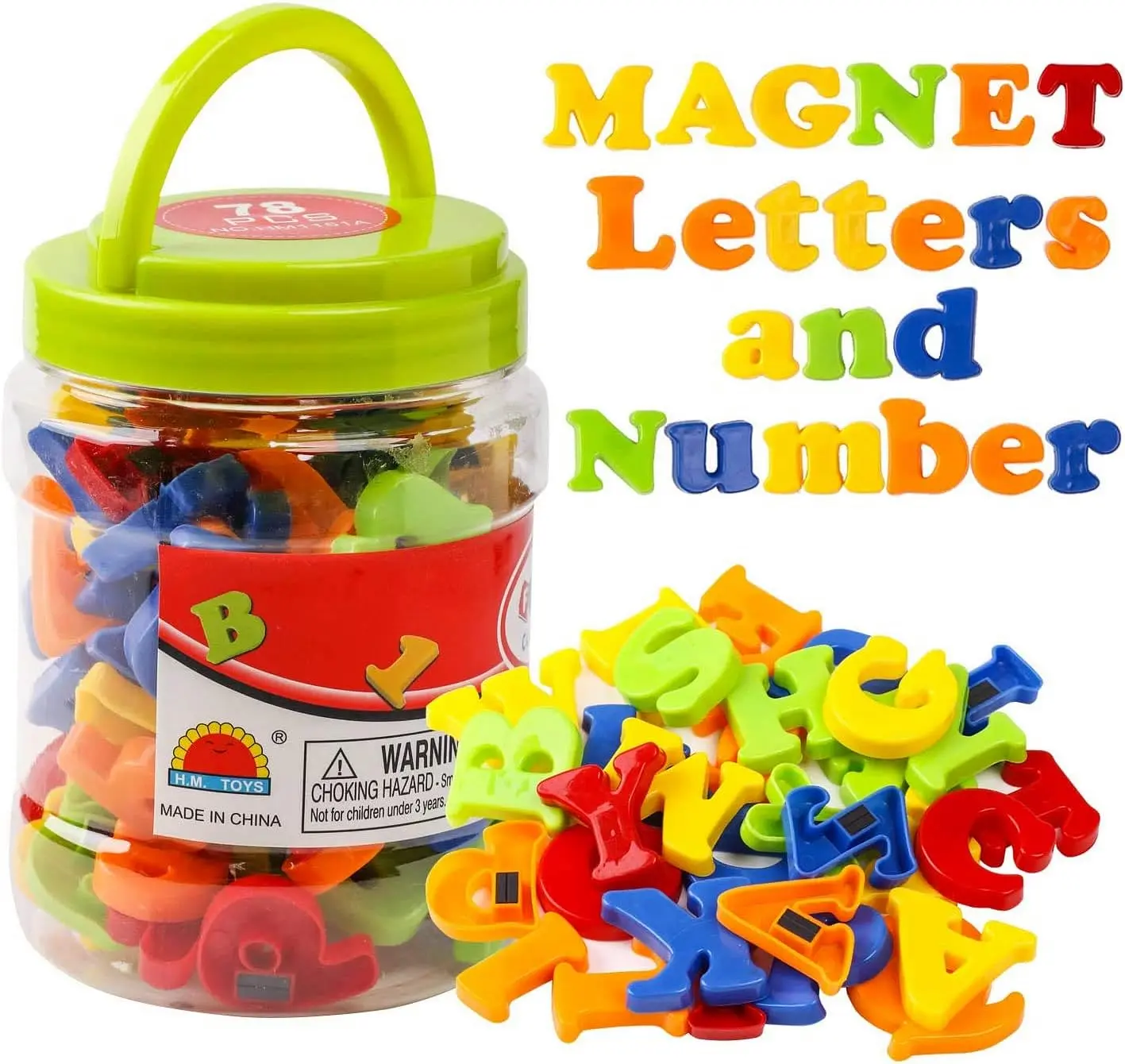 78-Piece Durable Magnetic Letters & Numbers Toy Set - Preschool Educational Learning Materials, Visual & Math Learning Tools, Colorful Plastic ABC 123 Uppercase Lowercase Basic Arithmetic 6 Mathematics Symbols for Toddlers 3+, Perfect Gift