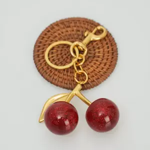 European and American Fashion Cherry Keychain, Premium Feel Charming Bag Pendant, Exquisite Car Accessory