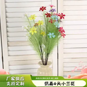 Artificial Silk Lily Floral Bouquet with Green Reed Grass - 12 Stems/Set, 4 Heads/Stem - Decorative Room Home Decor, Wedding Table Supplies