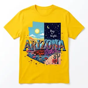 Women's Arizona Graphic T-Shirt - Short-Sleeve, Unisex Relaxed Fit Ring-Spun Cotton Fabric Top for Casual Everyday Streetwear