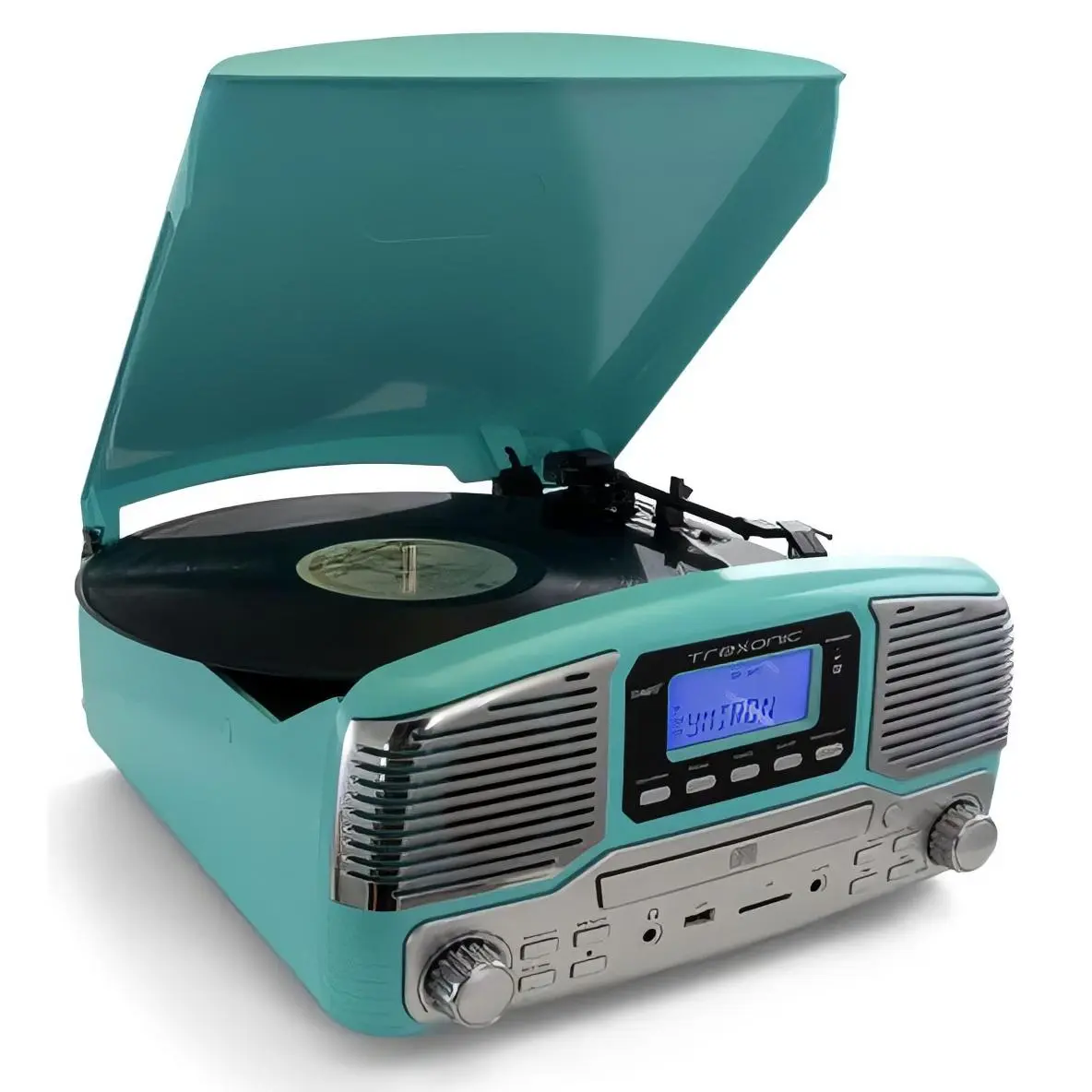 Retro Style Wireless Bluetooth Record and CD Player with Vintage Design and Modern Functionality