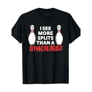 Mens Casual Short-Sleeve Round Neck Funny Bowling T-Shirt, 7.76 oz 100% Cotton Menswear for Men Husband Streetwear Tropical Tshirt