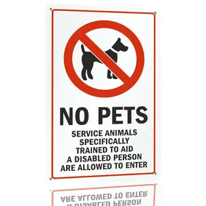 No Pets (Service Animals Allowed) Sign Aluminum No Pets Service Animals Allowed Decorative Sign Weatherproof Metal Wall Art For Business Storefront Office Public Area Regulatory Safety Decoration 12×8 Inch