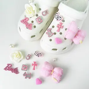 Shoes Charms for Girls DIY Pink Bow & Heart Decorations Easy to Use Versatile Designs Perfect for Special Occasions or Everyday Wear