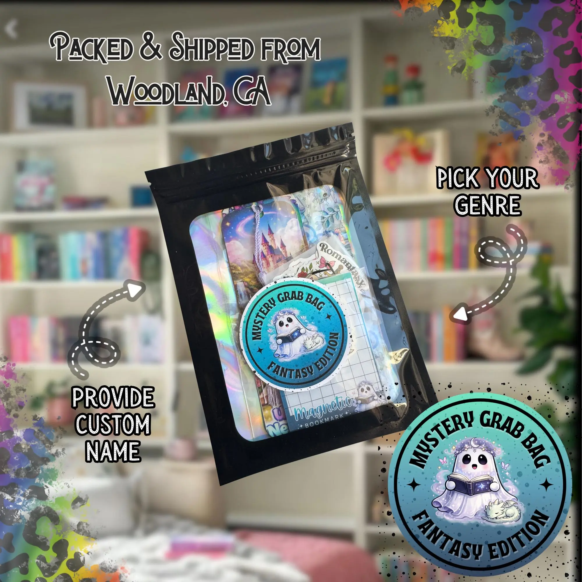 Fantasy Grab Bag, Bookish Gift Set, Fantasy Reader Bundle, Dragon & Magic Bookmarks Stickers, Romantasy Book Lover Gift