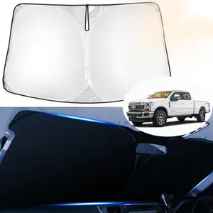 Canvcle Custom Fit Sunshade for 2017-2026 Ford Super Duty F250 F350 F450 F550 - Foldable Windshield Shade with 240T Reflective Fabric Blocks 99% UV Rays