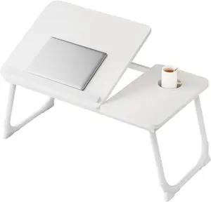 Adjustable Bed Laptop Stand, Lap Desk, Portable Laptop Table With Cup Holder And Tablet Slot, Designed With A Baffle To Prevent Items From Falling, Suitable For Studying And Working.