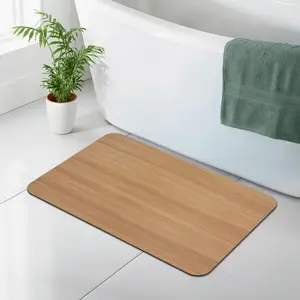 Wood Grain Diatomaceous Earth Bath Mat, Fast Drying Non Slip Absorbent Shower Mat, Easy Clean Floor Mat for Bathroom Kitchen Entryway Doormat Welcome Print 40X60Cm(15.8*23.6In)