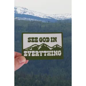 See God In Everything Sticker, Christian Faith Vinyl Decal, Inspirational Bible Quote, Nature Mountain Sticker for Laptop Water Bottle