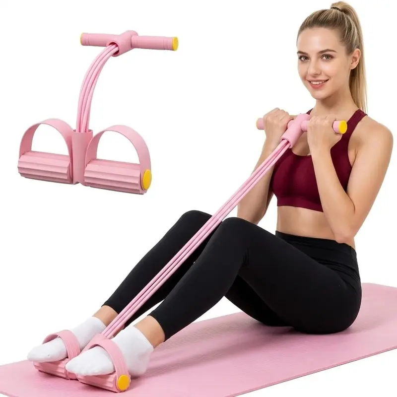 4-Tube Pedal Resistance Bands - Non-Slip Beginner-Friendly Full Body Gear, Home Office Ready for Resistance Band Workout, Upper Body Workout, Glute Gains, Portable Leg/Arm Training Equipment