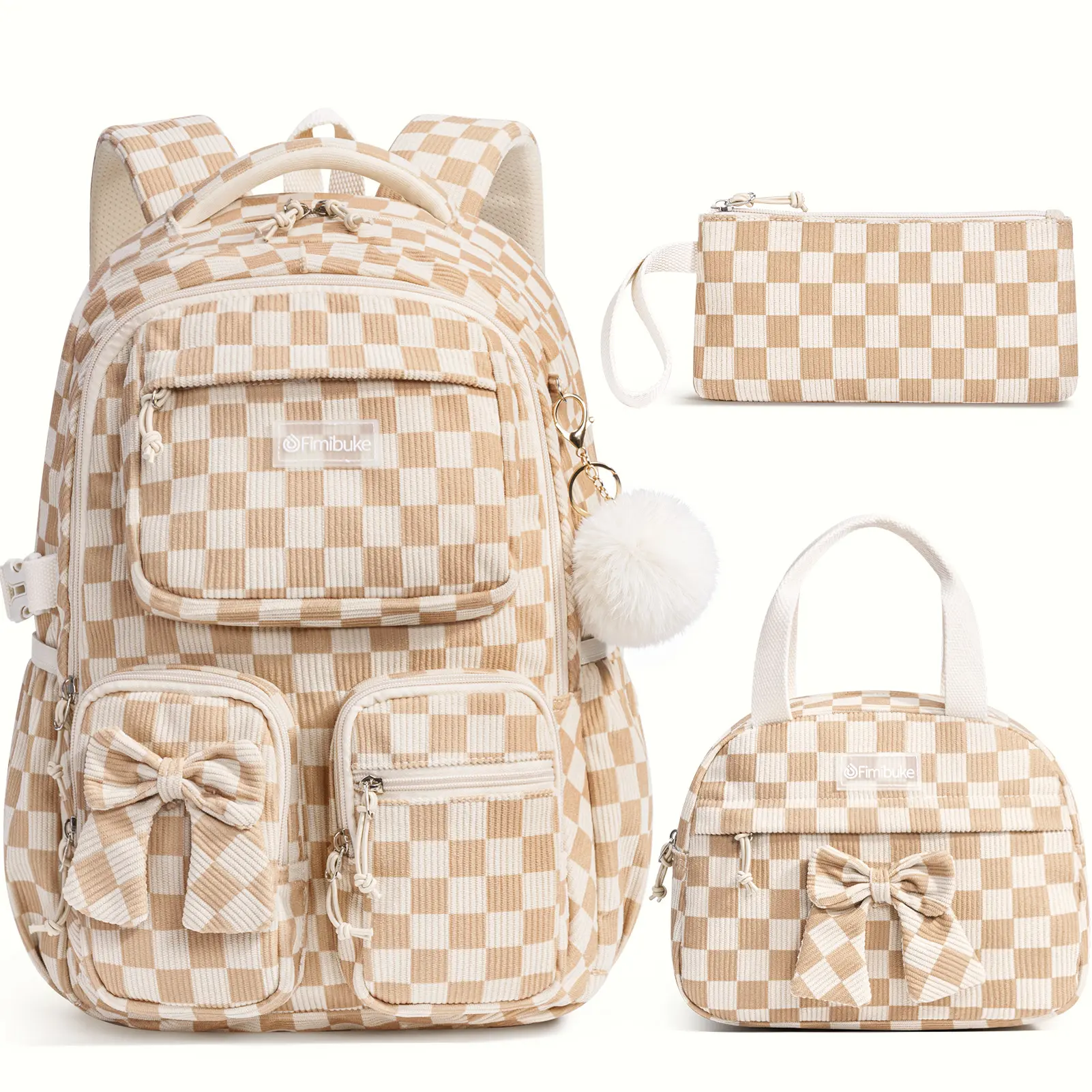 Fimibuke 3 PCS Backpack Set with Lunch Bag & Pencil Case – Lightweight SchoolBag Bookbag for Elementary Middle High School Students Cute Backpack, Back To School Shopping, School Supplies,travel essentials
