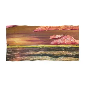 Ocean Sunset Beach Towel, Coastal Tapestry Wall Hanging, Tropical Seascape Picnic Blanket, Vacation Home Decor, Beach House Gift