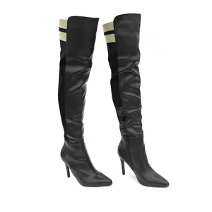European and American fashion high-heeled over-the-knee boots, sexy ultra-high heels, soft leather surface, comfortable back zipper, pointed toe, stylish long boots. Women's Top