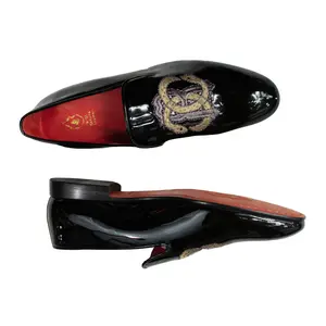 JB Designs Shiny White Leather Shoes with Embroidery