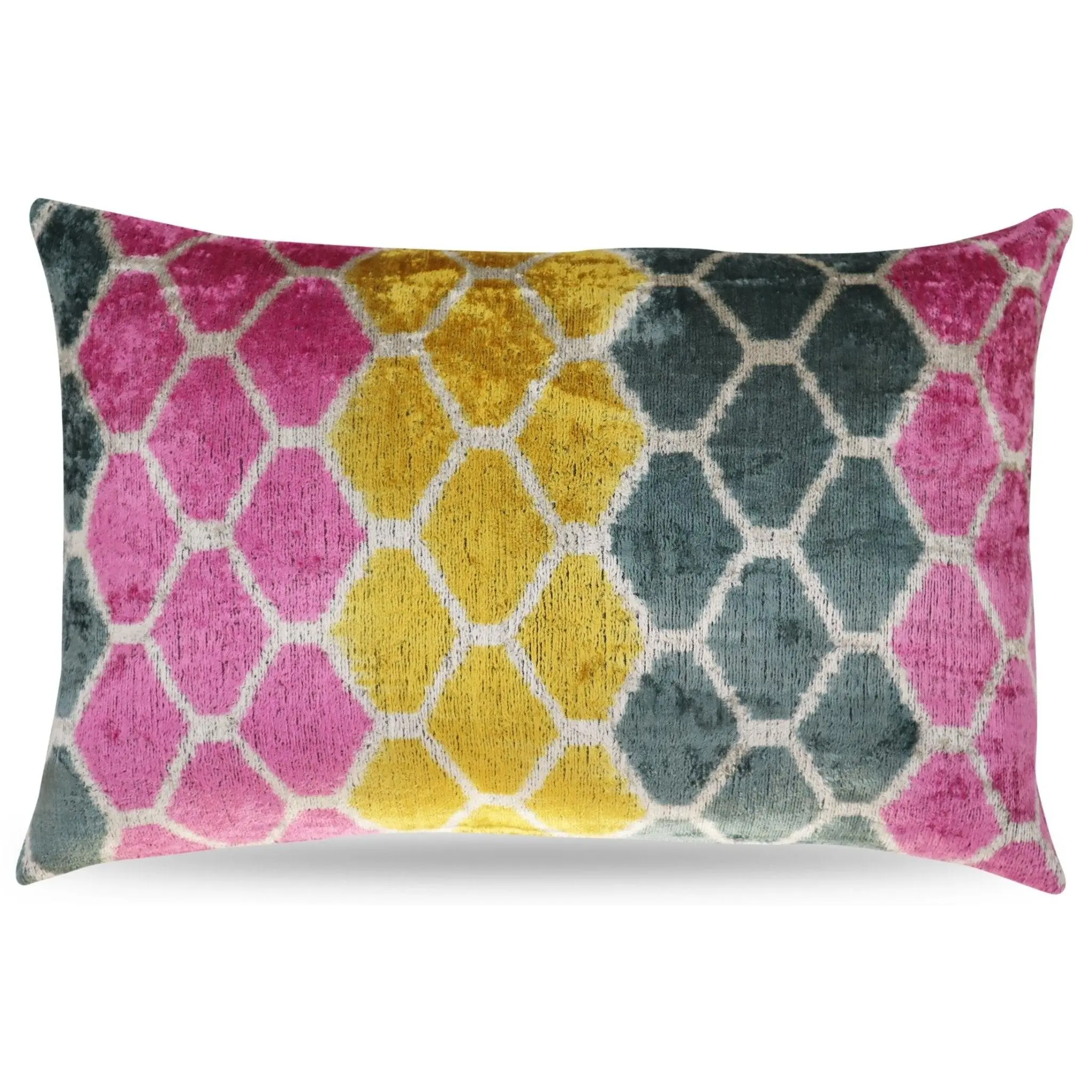 Canvello Pink Gold Gray Hexagon Pillows For Couch - 16x24 in