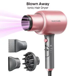 Wavytalk Blown Away Ionic Hair Dryer | 1875W Quick-Dry, Ceramic Coating Heat Damage Protection, Diffuser & Styling Comb Accessories, Lightweight & Quiet, Adaptable to All Hairstyles