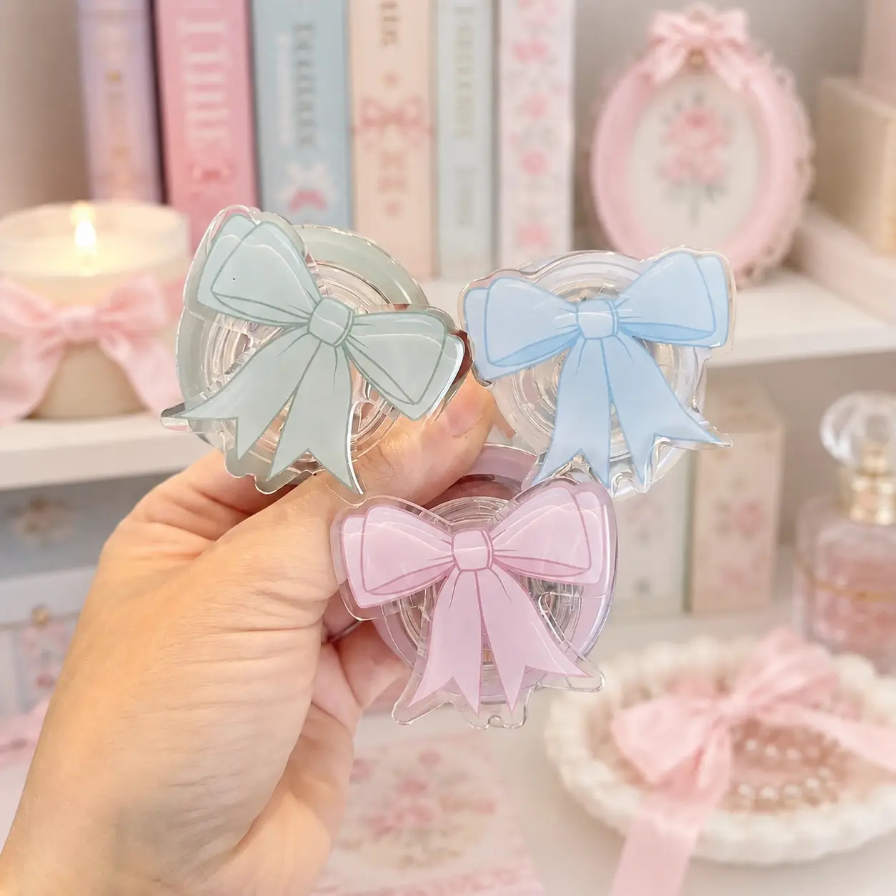 Aesthetic Pastel Bow Phone Grip | Cute Ribbon Phone Stand Holder | Trendy Coquette Style Accessory for Smartphones & Unique Gift