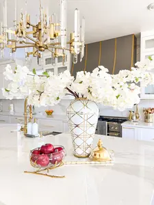 Silk Artificial White Cherry Blossom Stem