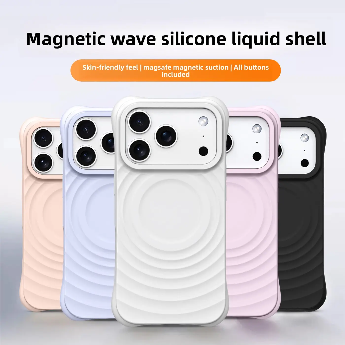 MagSafe Magnetic Wave Liquid Silicone Wireless Case for iPhone 17/16/15/14/13 Pro Max - Multi-Model Smartphone Protection, Water Resistant, Skin-Feel Full-Cover, Flush Mount, Easy Button Access, Custom Slim Fit, Fathers’ Day Gifting Accessory