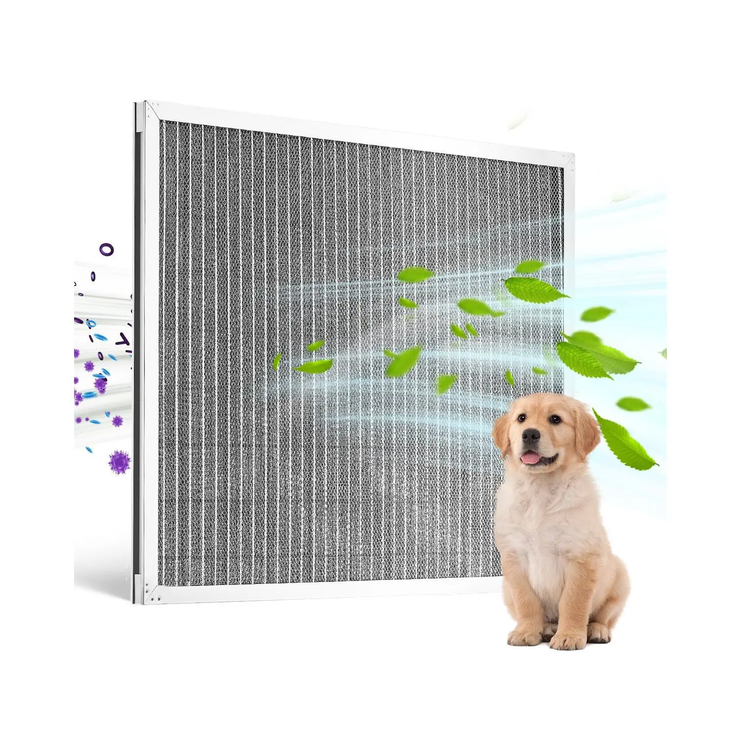 VEVOR 20x25x1 Inch Aluminum Mesh Electrostatic Air Filter, Washable Reusable AC/HVAC Furnaces Filter, MERV 8 Rated, Tool-Free Install, Long Lifetime for Home/Office (Actual Size: 19.75"x24.65"x0.82 in)