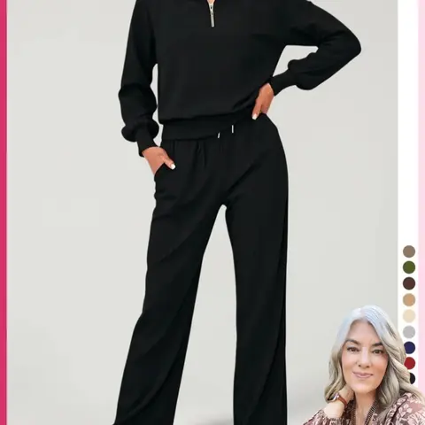 Pure Color Half-Zip Shoulder Pad Sporty Top Long Pants Set, Casual Loose-Fitting Short Upper Long Lower, Perfect for Spring Summer, Sporty Style Clothes, Athleisure Wear Set, casual sportswear set, Athleisure Outfits, Sweatsuit Set