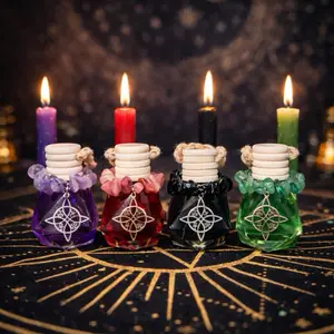 Hanging Spell Jar Ritual Aroma Charm for Car & Home Herbal Crystal Diffuser Intention Set Aromatherapy Air Freshener for Love Protection Abundance Feminine Energy Handmade Gift