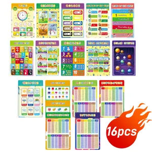 Pre-K Education Posters Set, 16 Pieces, Learn Abcs & Numbers, Engaging Classroom Decor, Perfect Back-To-School Classroom Setup, Classroom Supplies Charts