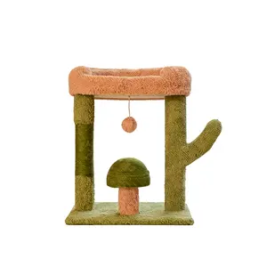Cactus Cat Tree with Large Cat Bed, Mushroom Sisal Scratcher & Yucca Scratching Post