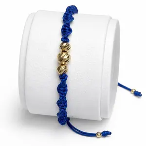 18k Gold bead braided bracelet- handmade adjustable string