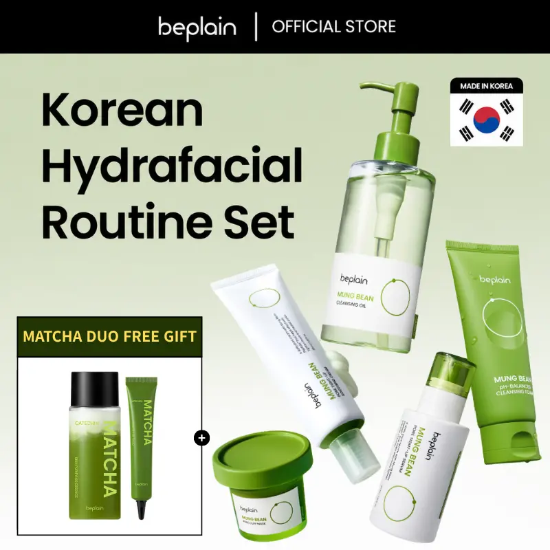 [BEST SELLER] Korean Hydrafacial Skincare Routine Set, Affordable Clinic Level Care at Home, Mung Bean 5pcs, Cleansing Oil, Cleansing Foam, Clay Mask, Cooling Serum, Soothing Cream