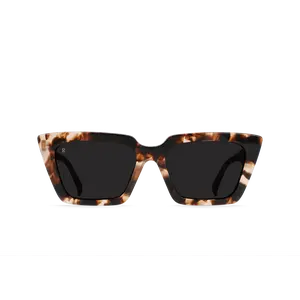 RAEN KEERA-Coral Tortoise Dark Smoke-54 Exaggerated Angles Blocky Acetate Design Cat-Eye 90s Rectangular Frame Sunglasses