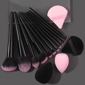 12-Piece High-Quality Soft Makeup Brushes Set, 4 Beauty Eggs, Triangular Powder Puff - Portable Practical Beauty Tools for Makeup Application