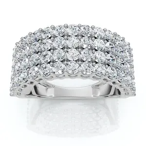 3Ct Diamond Wide Four Row Anniversary Ring Gold Lab Grown