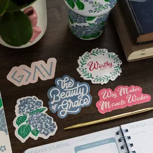 Jumbo Sticker Set of 5, Faith and Hydrangeas