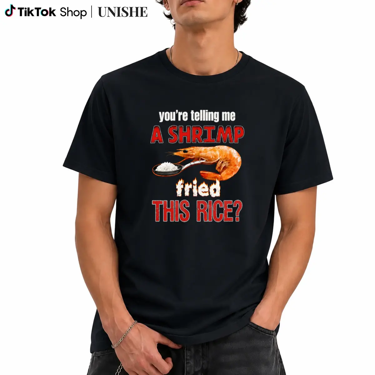 T-Shirts You’re Telling Me A Shrimp Fried This Rice T Shirt Funny Food Meme Graphic Tee Casual Short Sleeve Cotton Top