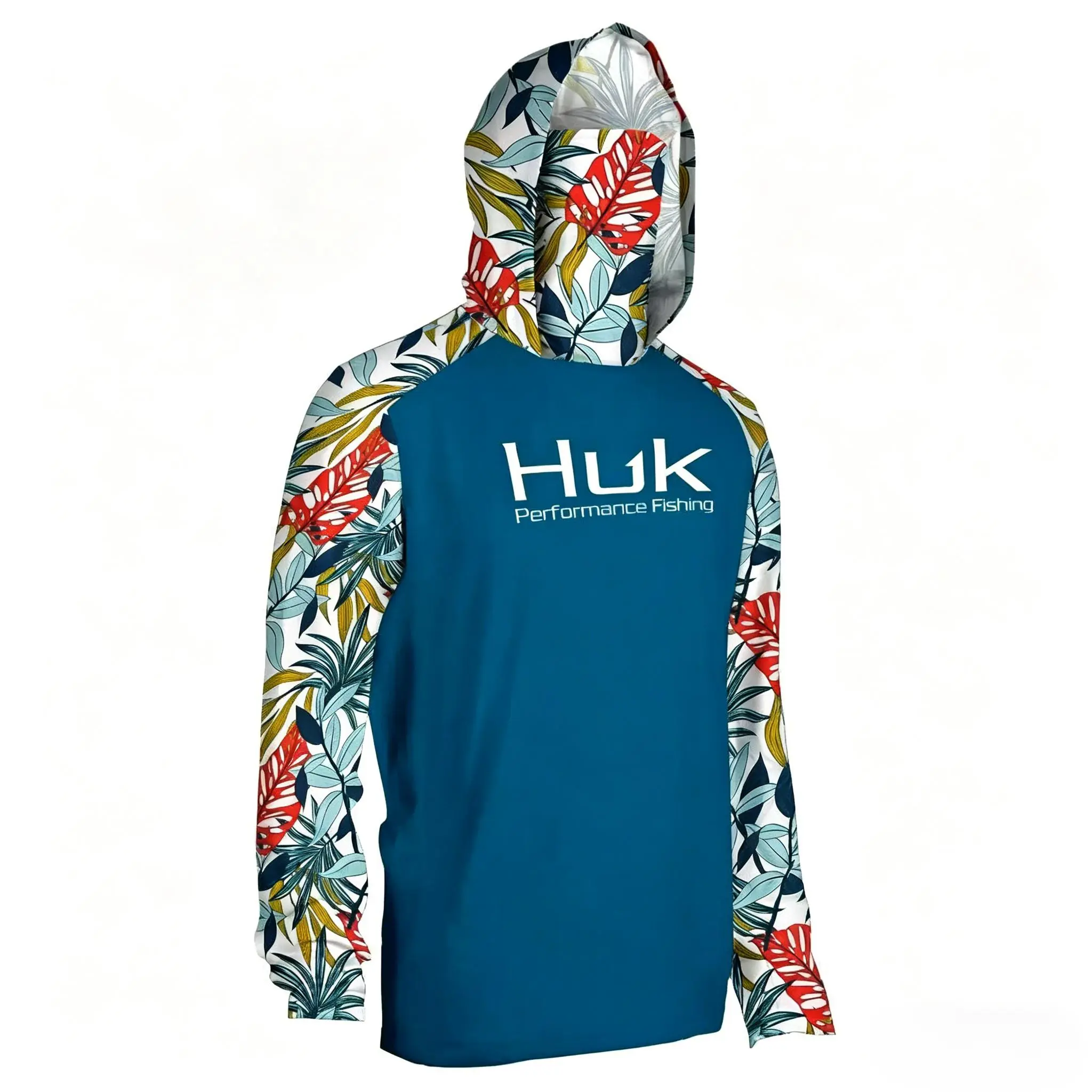 Men's Hooded Athletic Shirts with Built-in Mask, Long-Sleeve Breathable UPF 50+ Quick-Drying Top for Fishing and Hiking, Athletic Hooded Shirts, Breathable Sports Hoodie