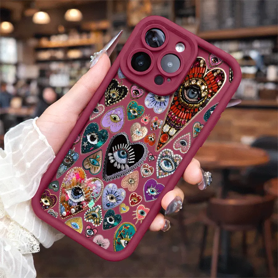 Heart Stickers for phone case, compatible with iPhone 17 Pro Max, 16 Pro Max，15 Pro, 14, 13, 12, 11, XR, XS Plus, SE, Mini. Made from soft TPU shock-resistant silicone material, this stylish street-style gift is perfect for any occasion.