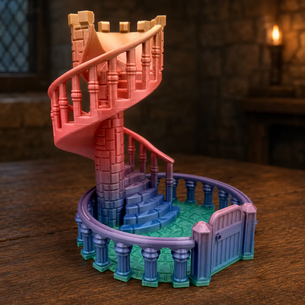 Rainbow Castle Dice Tower, Spiral Dice Roller for Tabletop RPG Games