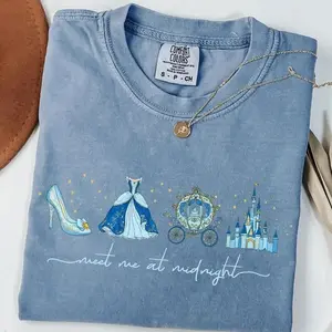 Comfort Colors/Gildan Meet Me at Midnight Shirt, Fairytale Carriage Inspired Tee, Magical Princess Party Graphic Shirt, Cute Girls Trip 2026 Gift, Magic Kingdom Trip