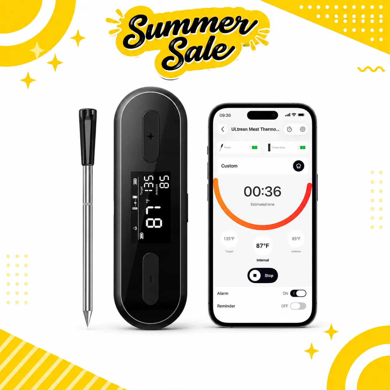 Ultrean Digital Meat Thermometer for Cooking,Ultra-Fast Instant Read Food Thermometer with Backlight,Foldable Probe,Waterproof Kitchen Thermometer for BBQ,Grill,Fry,Oven,Candy Making