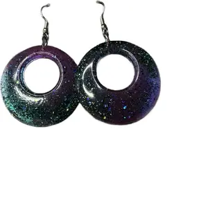Glitz Glitter Earrings with Round Design and Silver Hooks for Women's Fashion