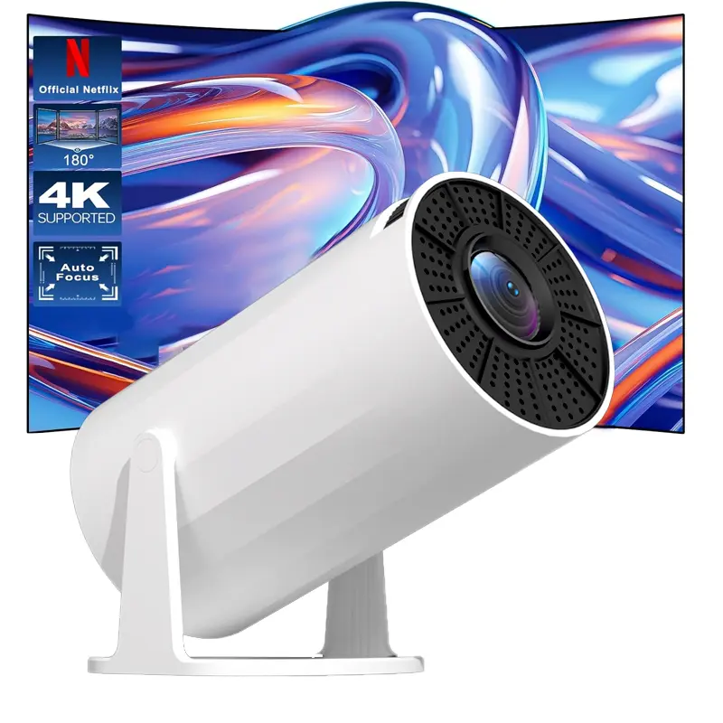 Mini Projector with WiFi & BT5.2 Support 1080P Outdoor Portable 270° Adjustable Stand for Home Use Android TV 11.0 Integrated Apps - Screen