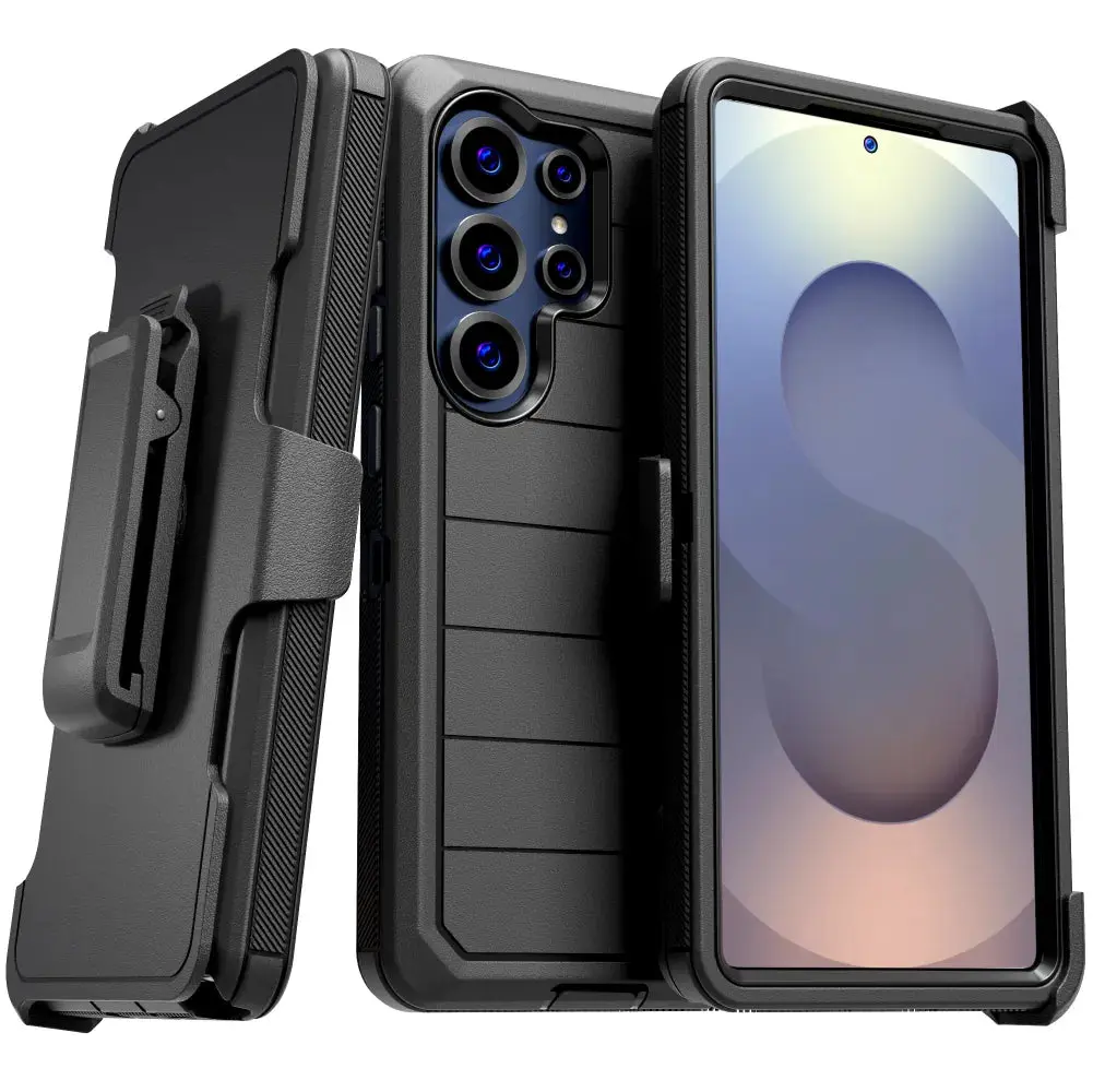 Rome Tech Defender Case for Samsung Galaxy S25 Ultra 2025 Shockproof Durable Rubber Shell with 360-Degree Swivel Belt Clip & Kickstand